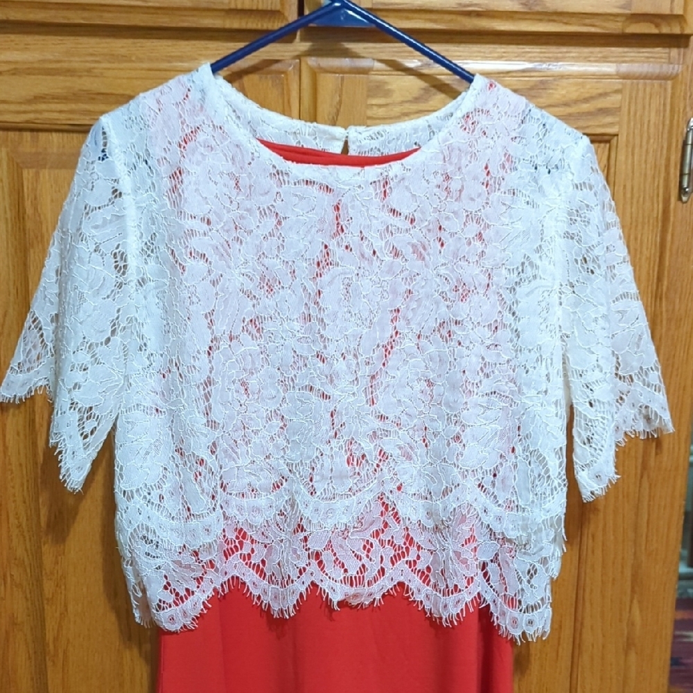 White Lace Overlay Blouse